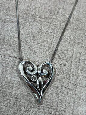 Vintage Brighton ALCAZAR Heart Silver Plated Pendant Necklace